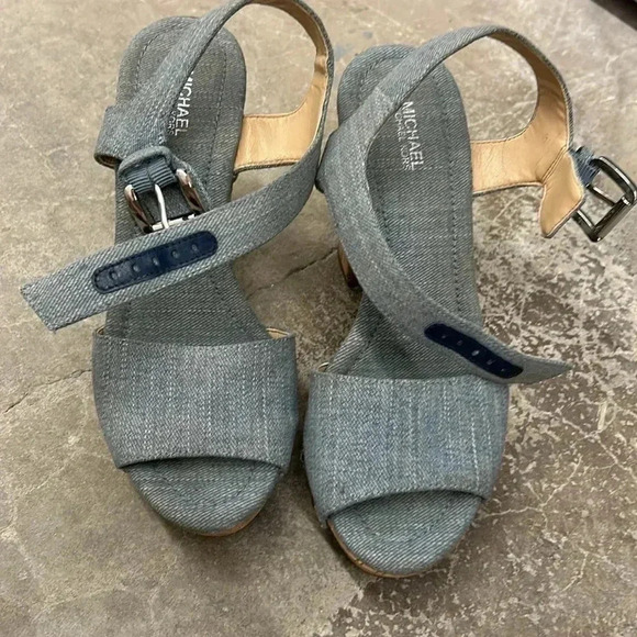Michael kors denim cork platform sandals - Picture 2 of 7